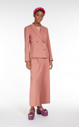 Blazers Max Mara Double-breasted In Wool Fabric Rosa | MMR594071