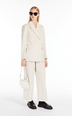 Blazers Max Mara Double-breasted Velvet Branco | MMR594052