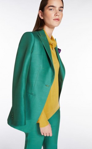 Blazers Max Mara Wool And Silk Double-fabric Verdes | MMR594029