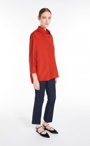 Blusas Max Mara Cotton Poplin Laranja | MMR593566