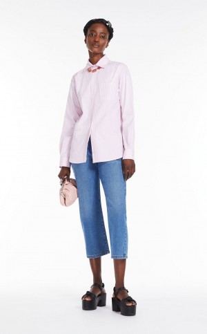 Blusas Max Mara Shirt In Cotton Poplin Rosa | MMR593565