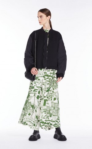 Calça Max Mara Flowing In Printed Georgette Verdes | MMR593792