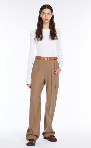 Calça Max Mara Low-rise Cargo Bege | MMR593779