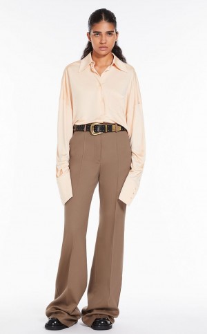 Calça Max Mara Wide-leg Bege | MMR593815