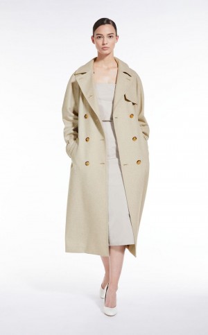 Casacos Max Mara Cashmere, Alpaca And Camel Trench Marrom | MMR593844