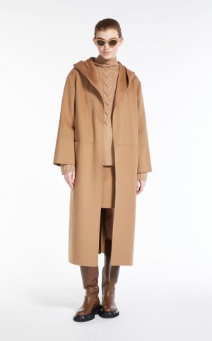 Casacos Max Mara Wool Hooded Marrom | MMR593930