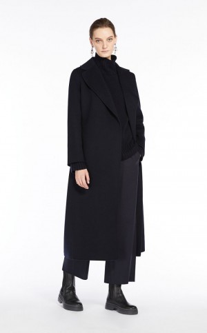 Casacos Max Mara Wool Robe-style Azul Marinho | MMR593920