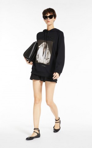 Knitwear Max Mara Cotton Sweatshirt With Wegman Print Pretas | MMR593474