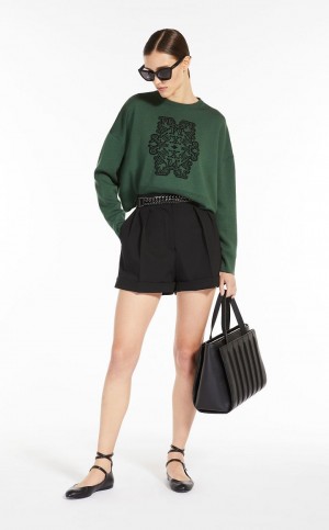 Knitwear Max Mara Cropped In Jacquard Wool Verdes | MMR593428