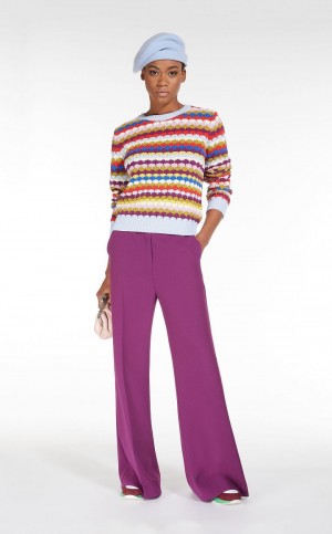 Knitwear Max Mara Round-neck Top In Striped Cotton Multicoloridas | MMR593445