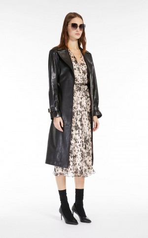 Leather Max Mara Belt-adorned Nappa Overcoat Pretas | MMR594019