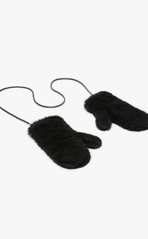 Luvas Max Mara Mittens In Teddy Fabric Pretas | MMR594234