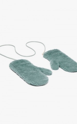 Luvas Max Mara Mittens In Teddy Fabric Verde Oliva Verdes | MMR594227