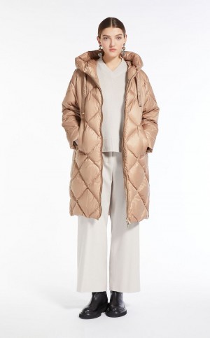 Padded Max Mara Parka In Quilted Water-resistant Canvas Marrom | MMR593995