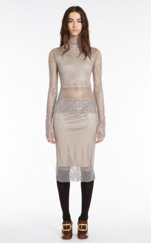 Saias Max Mara Mesh With Rhinestones Abricó | MMR593707