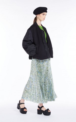 Saias Max Mara Pleated In Printed Twill Verdes | MMR593715