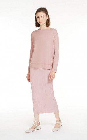 Saias Max Mara Pleated Jersey Pencil Rosa | MMR593691