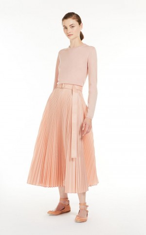 Saias Max Mara Pleated Silk Blend Rosa | MMR593718