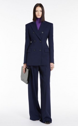 Suit Max Mara Blazer In Natural Stretch Pure Wool Azul Marinho | MMR593476