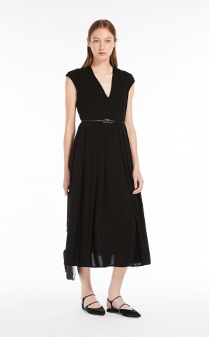 Vestidos Max Mara Cady Belted Pretas | MMR593349