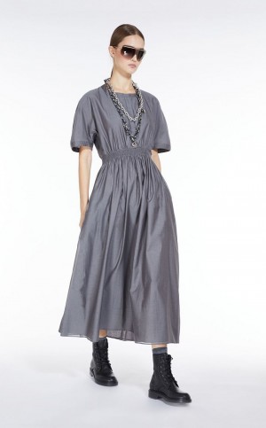 Vestidos Max Mara Cotton And Silk Voile Cinzentas | MMR593401