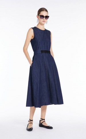 Vestidos Max Mara Cotton Denim Azul Marinho | MMR593410