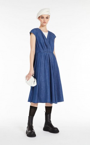 Vestidos Max Mara Denim Wrap Azul Marinho | MMR593391