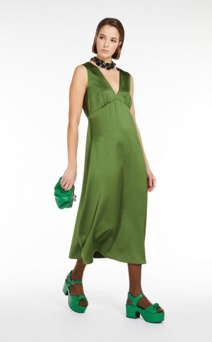 Vestidos Max Mara Flared Satin Verdes | MMR593397