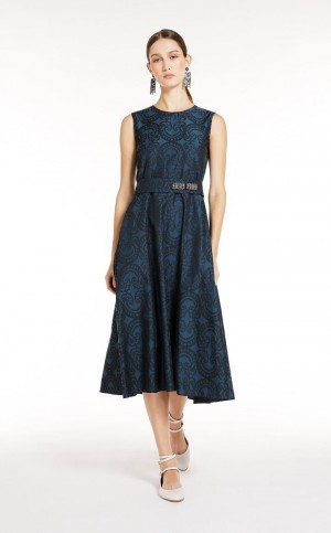 Vestidos Max Mara Jacquard Azul Marinho | MMR593285