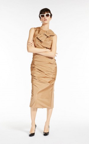 Vestidos Max Mara Jersey Sheath With Bow Marrom | MMR593385