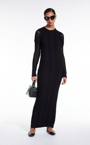 Vestidos Max Mara Knitted With Openwork Sleeves Pretas | MMR593362