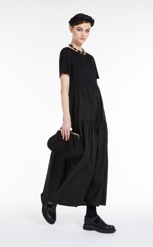 Vestidos Max Mara Long In Jersey And Cotton Pretas | MMR593374