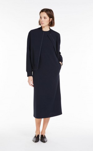 Vestidos Max Mara Milano Jersey Azul Marinho | MMR593302