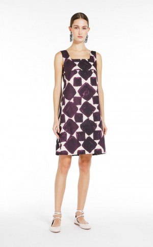 Vestidos Max Mara Reversible Printed Poplin Roxo Escuro | MMR593375