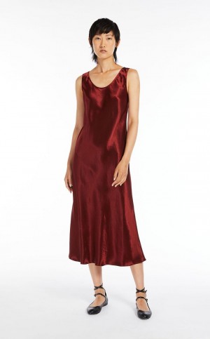 Vestidos Max Mara Satin Vermelhas Escuro | MMR593316