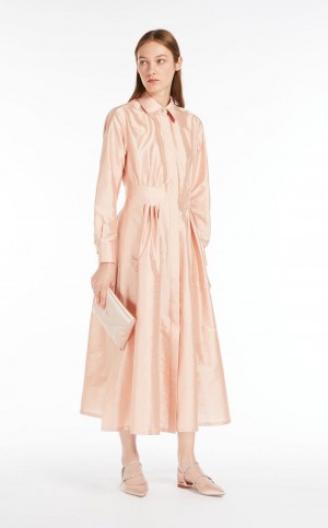 Vestidos Max Mara Shantung Shirt Luz Rosa | MMR593345