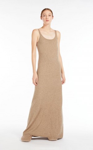 Vestidos Max Mara Wool And Cashmere Slip Marrom | MMR593303