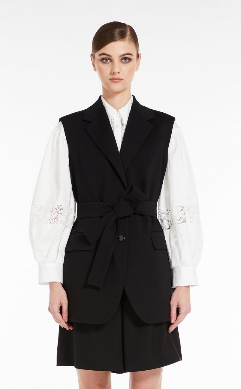 Blazers Max Mara Belted Jersey Waistcoat Pretas | MMR594097