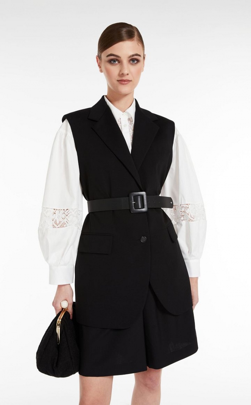 Blazers Max Mara Belted Jersey Waistcoat Pretas | MMR594097