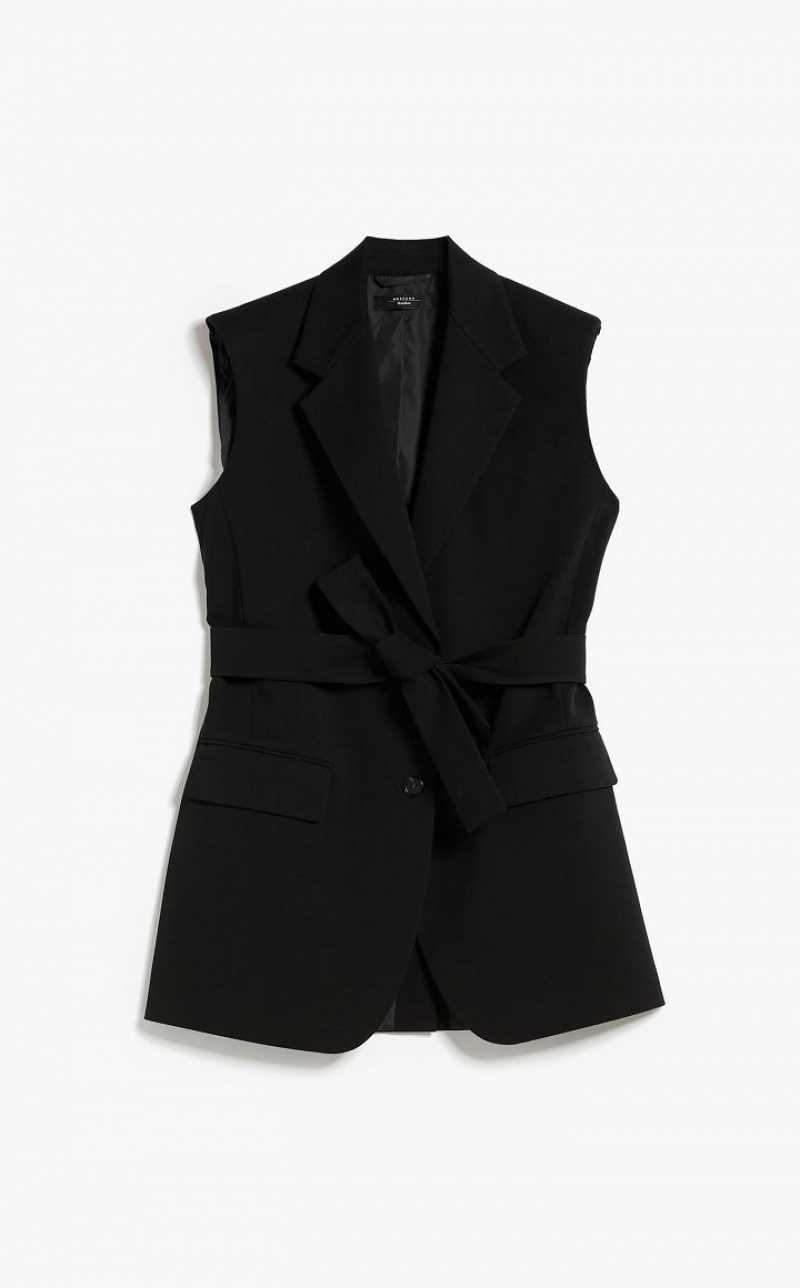 Blazers Max Mara Belted Jersey Waistcoat Pretas | MMR594097