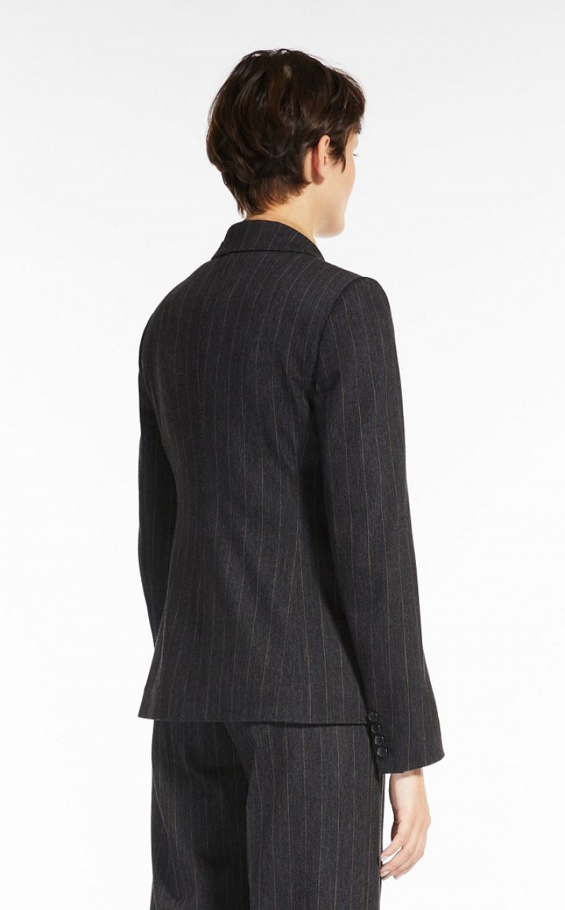 Blazers Max Mara Double-breasted In Pinstriped Jersey Cinzentas Escuro | MMR594070