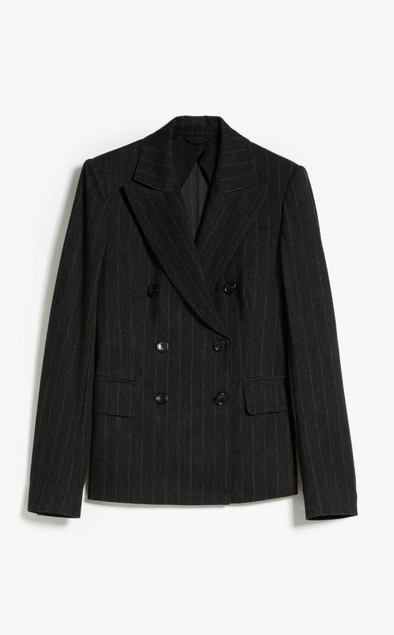 Blazers Max Mara Double-breasted In Pinstriped Jersey Cinzentas Escuro | MMR594070