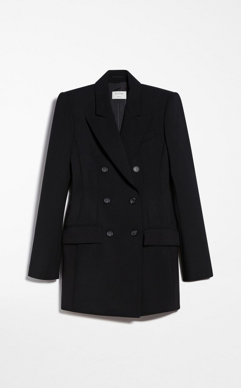 Blazers Max Mara Double-breasted Long Pretas | MMR594035