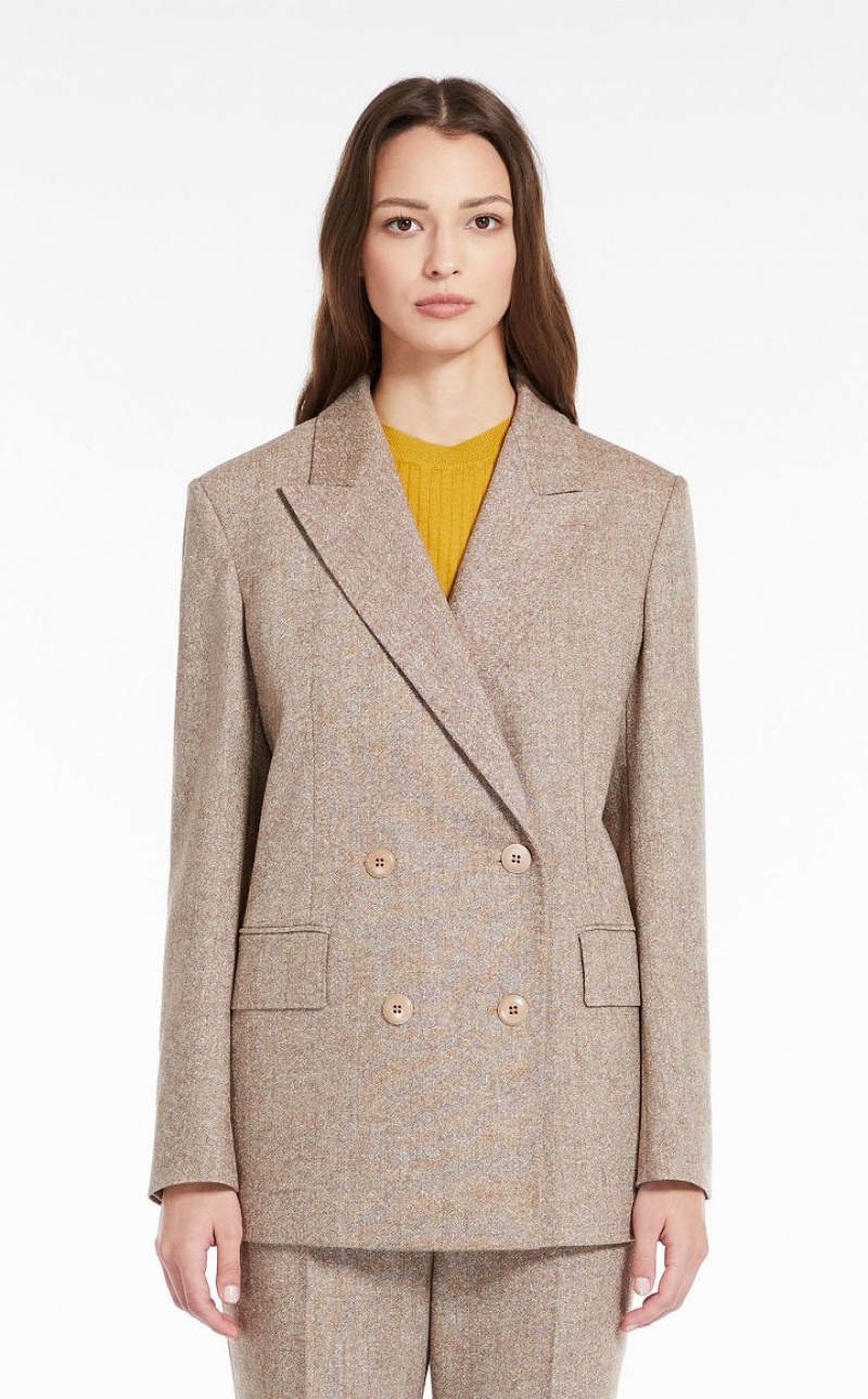 Blazers Max Mara Double-breasted Wool Marrom | MMR594056