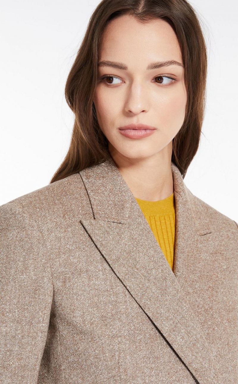 Blazers Max Mara Double-breasted Wool Marrom | MMR594056