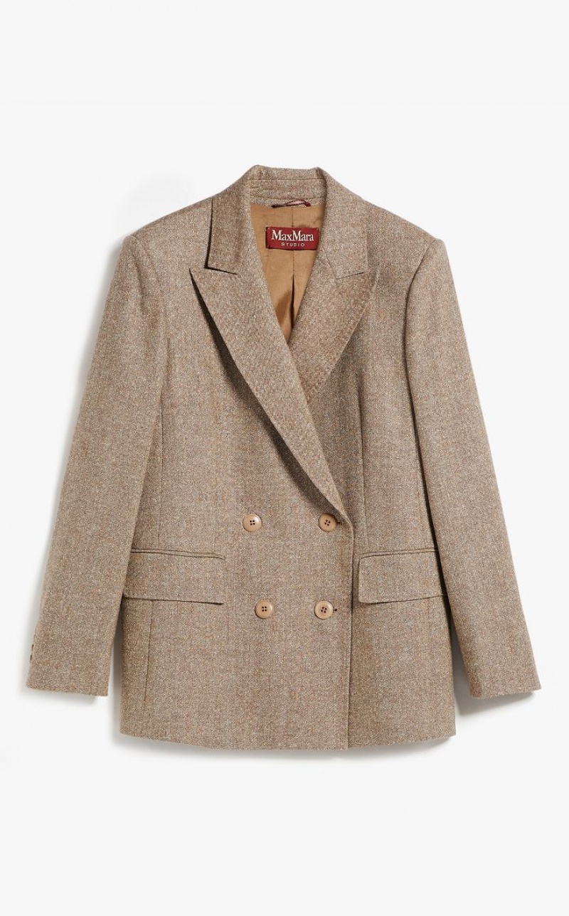 Blazers Max Mara Double-breasted Wool Marrom | MMR594056