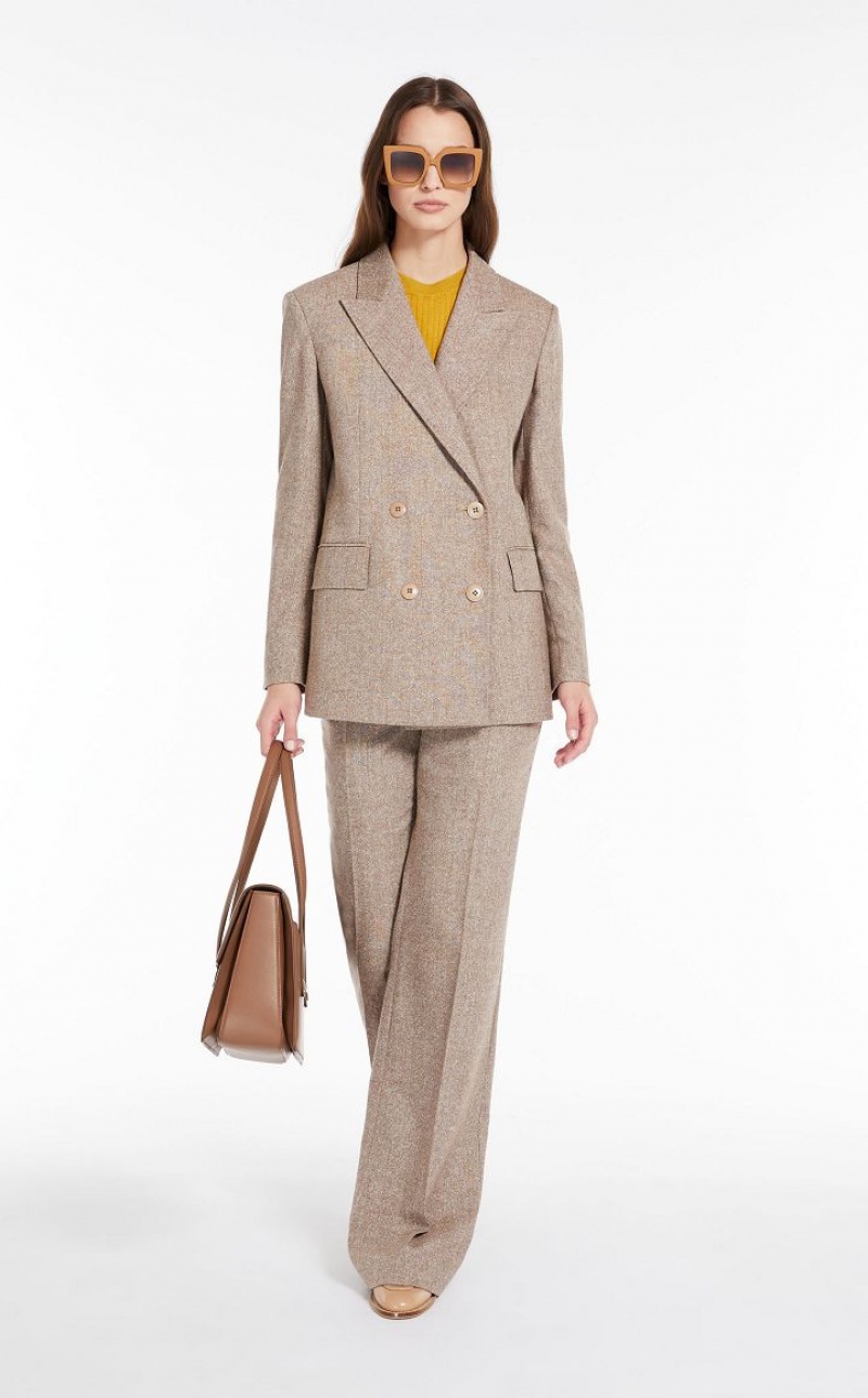 Blazers Max Mara Double-breasted Wool Marrom | MMR594056