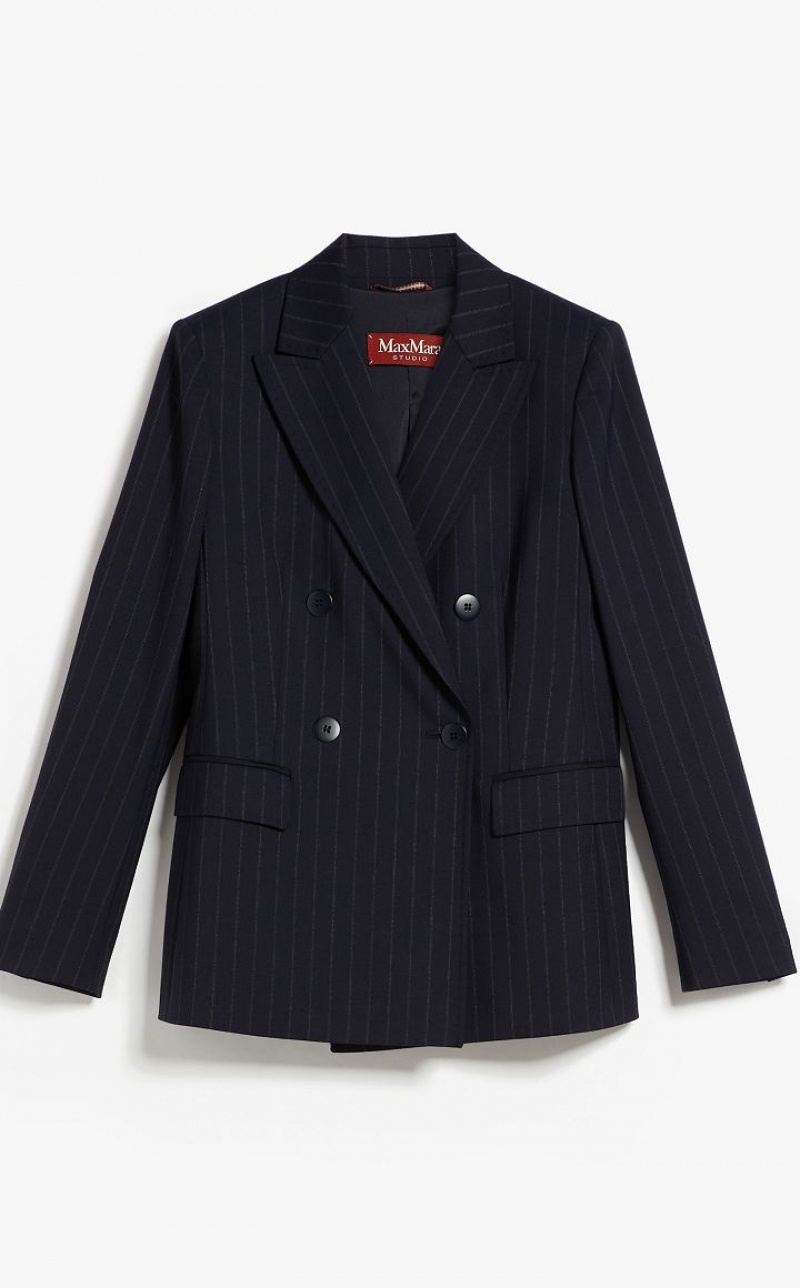 Blazers Max Mara Pinstripe Wool-blend Azul Marinho | MMR594069