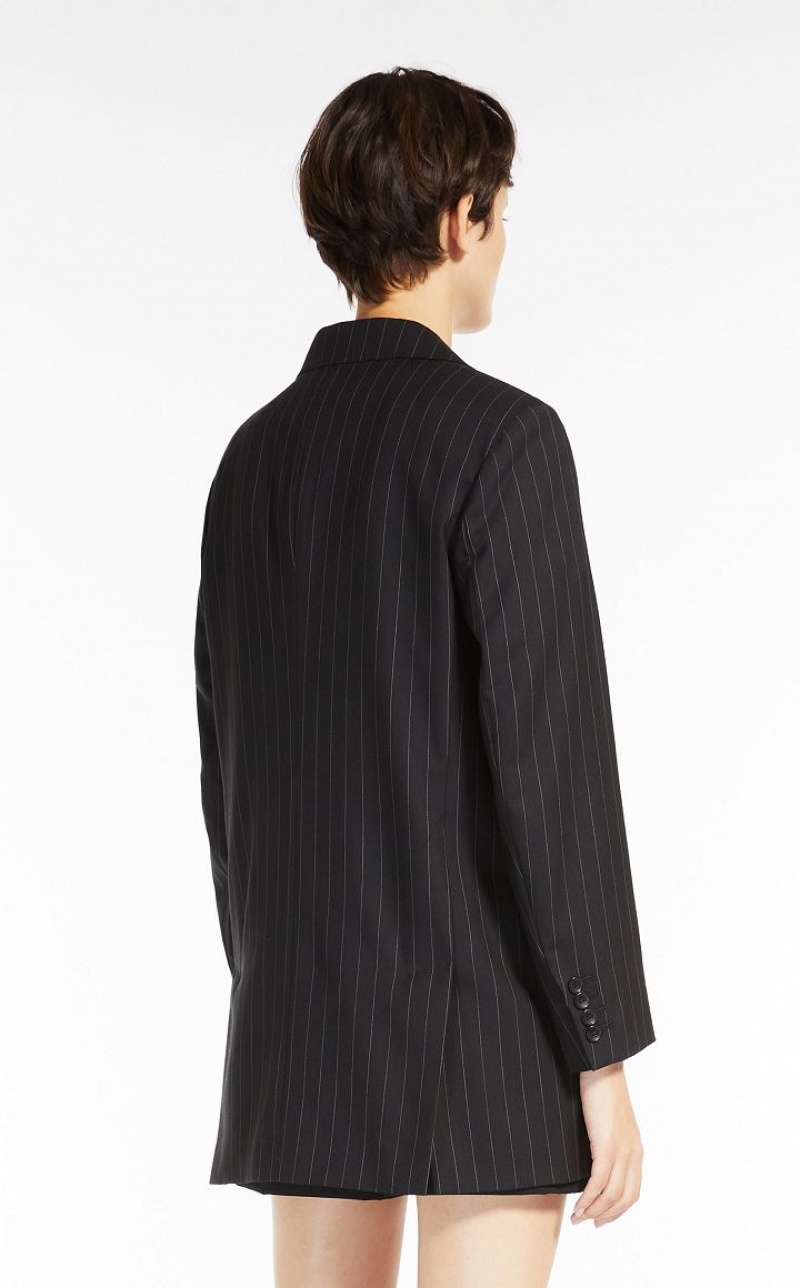 Blazers Max Mara Single-breasted In Pinstriped Wool Pretas | MMR594060