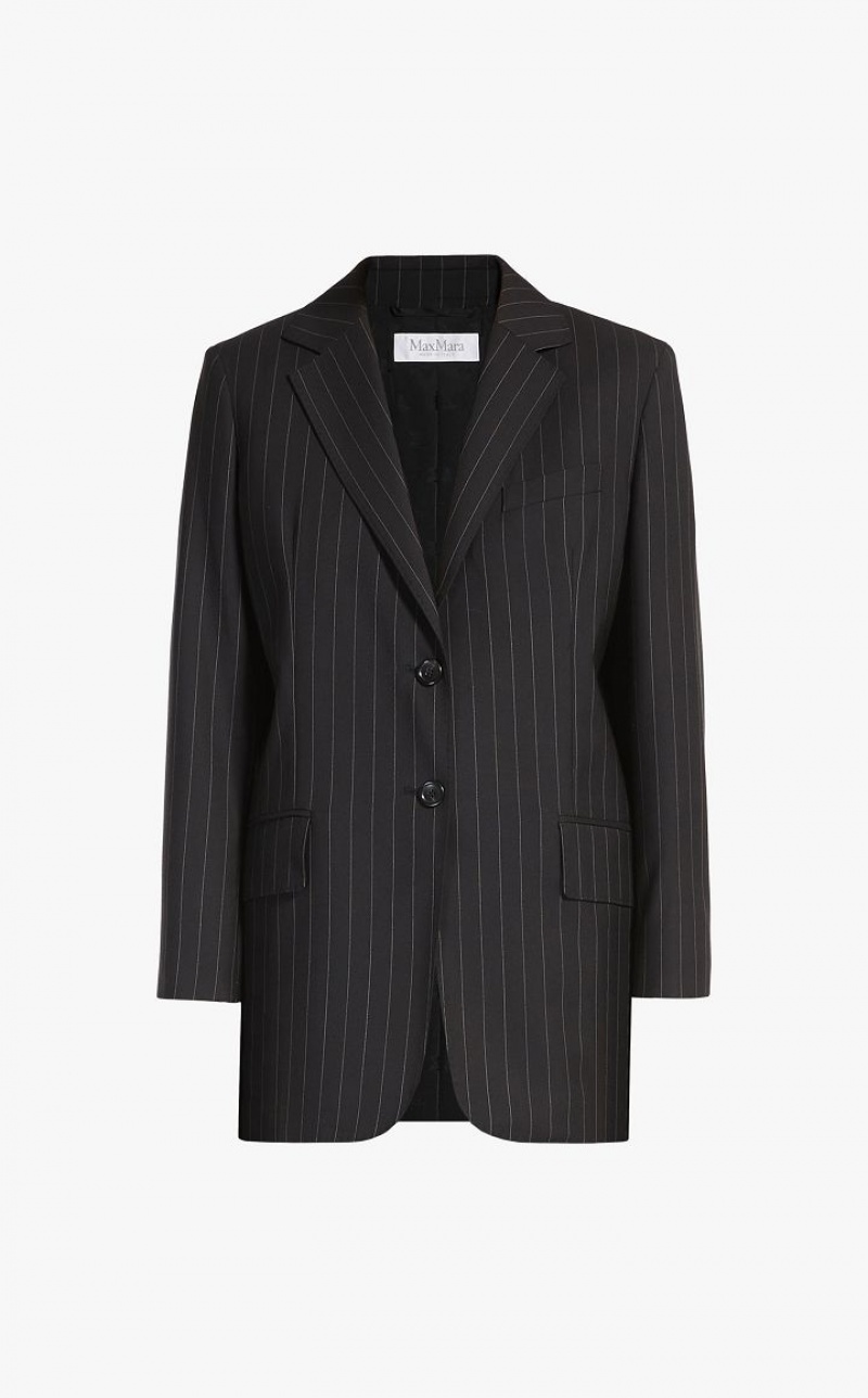 Blazers Max Mara Single-breasted In Pinstriped Wool Pretas | MMR594060